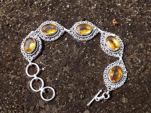 Vintage Oxidized Silver-Plated Topaz Gemstone <b>Bracelet</b> for Women | Handmade Brass <b>Bracelet</b> | Boho Ethnic Jewelry Wholesale - Product Image 3