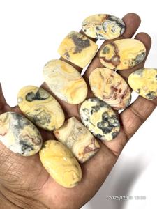 พลอยแจสเปอร์สีเหลืองธรรมชาติทรงหลวมแบบคาโบชอง รูปทรงและขนาดคละกัน ประมาณ 20 ถึง 30 มม. - Product Image 3