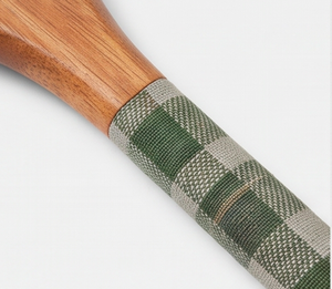 Ensemble d'ustensiles de cuisine en bois massif avec poignées en bois naturel, motif brun et vert, pour cuisiner et servir - Product Image 3