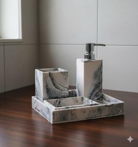 Altamash Craft Designer Purple Resin Seven-piece Eco-friendly Luxury Elegant Rectangle Bath Accessories <b>Set</b> Marble Effect <b>Soap</b> - Product Image 4
