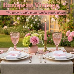 Ensemble de verres à <span class=keywords><strong>vin</strong></span> vintage soufflés à la main, nouveau design rose, gobelets à eau de 10,5 oz, pour la fête des mères, les mariages, les fêtes, pour la bière - Product Image 3