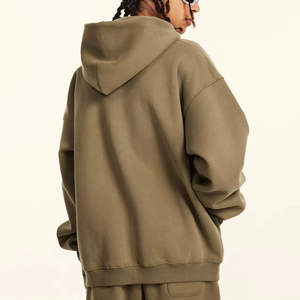 Sudaderas con capucha de algodón grueso personalizadas al por mayor, con cremallera, de talla grande, estilo urbano para hombre - Product Image 3