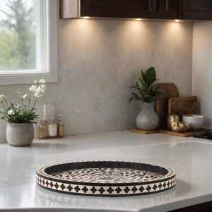 Bone Inlay Serving Tray Decorative Coffee Table Organizer - Product Image 2