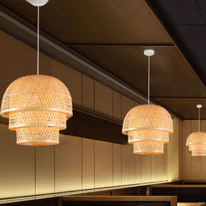 Lámpara Colgante de Bambú Diseñada como Pantalla de Bambú Tejida a Mano Sin Fuente de Luz Incluida - Product Image 4