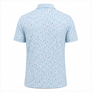 Camiseta Polo Trackstar para Hombre, Color Azul Cielo, con Estampado de Iconos de Golf, Manga Corta, Cuello con Botones, Camisa Deportiva Informal, Logotipo Personalizado - Product Image 4