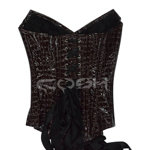 Corsé Premium Marrón con Relieve Brillante de PVC, con Varillas de Acero, para Entrenamiento de Cintura, Top Bustier para Moda y Fiestas - Product Image 6