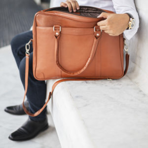 Men Brown Leather Laptop Bag Premium Quality Leather <b>Briefcase</b> with Adjustable Shoulder Strap Custom Logo Available - Product Image 3