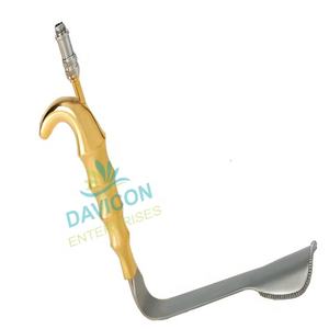 Écarteur d'abdos-plat à lame courbée, appareil de chirurgie en plastique, avec TUBE de FIBER optique et aspiration - Product Image 1