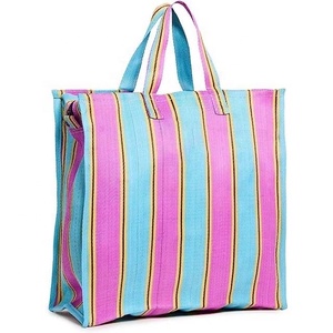 Bolsa de compras a rayas de nailon reciclado Premium, respetuosa con el medio ambiente, diseño personalizado, logotipo personalizado para viajes diarios o uso en el mercado - Product Image 4