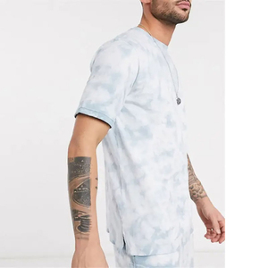 High Quality Men's <b>Tie</b> Dye Cotton Crew Neck Light Blue <b>White</b> T-Shirt Set / Summer Set Short Sleeves Breathable Knitted Fabric - Product Image 6