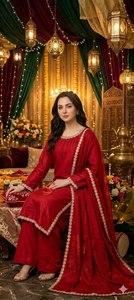 Elegante y Moderno Salwar Kameez de Seda Chinon Premium con Dupatta, Mangas Largas, Secado Rápido, para Mujer, Ideal para Fiestas y Ocasiones, Todas las Temporadas, Corte Regular - Product Image 3