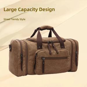 Bolsa de Viaje Estilo Vintage de Poliéster con Asas de Cuero, Cierre de Cremallera Impermeable, Ligera, para Fin de Semana, Diseño Duradero - Product Image 3