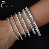 Bracelet à breloques en argent sterling 925, style hip-hop, avec moissanite VVS, de 2 mm à 6 mm, bijoux en or pour hommes et femmes, cadeau