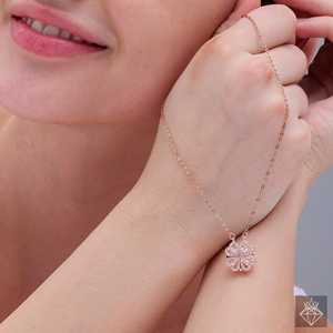 Collar de cadenas finas con abalorio de trébol PRAO - Product Image 5