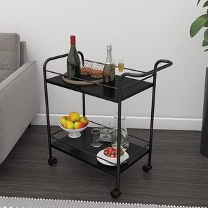 Premium Metal Serving Trolley with Wheels | Kitchen <b>Bar</b> Cart <b>Utility</b> Storage Trolley for Dining & Living Room - Product Image 4