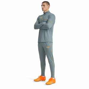 Ensemble de survêtement gris-orange respirant en maille pour l'hiver, avec haut zippé et pantalon de jogging, séchage rapide, tenue de sport et d'entraînement - Product Image 2