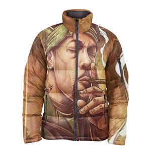 Chaqueta Acolchada Personalizada OEM para Hombre, Talla Grande, Resistente al Viento, Transpirable, de Poliéster, con Cierre, Impresión por Sublimación, Venta al Por Mayor - Product Image 1