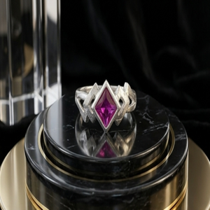 DIVYORO แหวนแฟชั่นสีเงินสำหรับผู้หญิง FUCHSIA PINK - Product Image 2