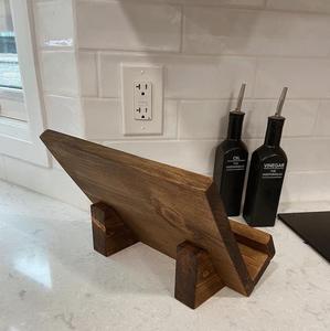 Support de livre de recettes en bois moderne avec barre en laiton, support de livre de cuisine, présentoir de tablette haut de gamme, meilleure vente, élégant et tendance - Product Image 4