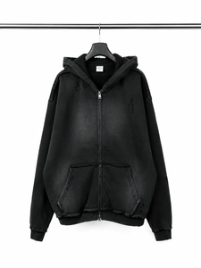 เสื้อฮู้ดซิปแบบโอเวอร์ไซส์ ยูนิเซ็กซ์ สีพื้น ผ้าฝ้ายเฟรนช์เทอร์รี่ สวมใส่สบาย มีกระเป๋า เหมาะสำหรับฤดูหนาว ผ้าไม่ยับ - Product Image 3