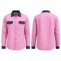 Chemise de travail classique FR Western Welding, résistante aux flammes, à prix régulier, pour le travail minier et la soudure, rose/blanc