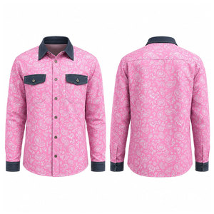 FR Classic Western Welding <b>Shirt</b> Regular price <b>Flame</b> Resistant Cheap Mining Welding Safety Clothing Working <b>Shirt</b> Pink/White - Product Image 1