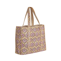 Sac fourre-tout ouvert matelassé en coton durable, léger et lavable pour femme, motif floral imprimé en bloc lavande, fait main, style bohème indien, hiver-printemps