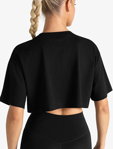 Tops cortos personalizados al por mayor para mujer, de verano, para chicas, 100% algodón, a la moda, económicos, lisos, con cuello redondo, sin estampado, para mujer - Product Image 2