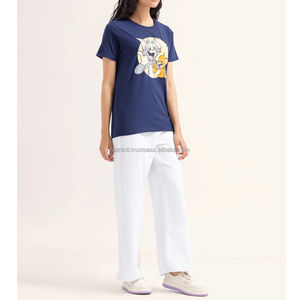 Camiseta de ajuste moderno para mujer, cómoda Camiseta de algodón con mangas de doble raya, ropa de moda diaria - Product Image 5