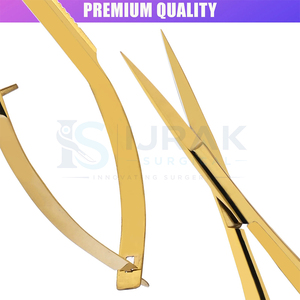 Gold Stainless Steel <b>Cuticle</b> <b>Scissors</b> Straight Blade Sharp Tip Custom Logo Right-Handed Manicure for Nail Art and Beauty Salon - Product Image 2