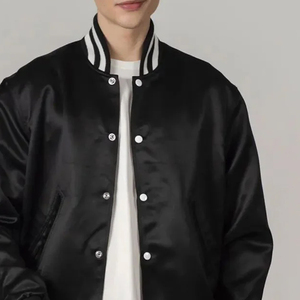 Chaqueta Bomber de Satén para Hombre, Estilo Moderno, con Logotipo Personalizado en la Parte Delantera, Transpirable, Estilo Urbano - Product Image 2