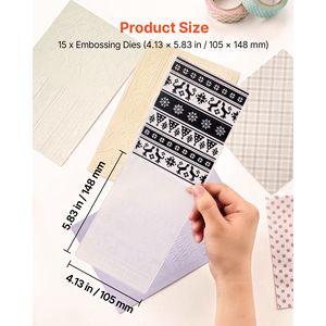Set di Cartelle per Goffratura per Lavorazioni Artigianali su Carta - 15 Pezzi 4.13 x 5.83 Pollici, Piastre per Sfondi Goffrati per Macchine da Taglio, in Plastica PP - Product Image 3