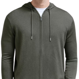Sweat-shirt à capuche zippé en maille mercerisée de qualité supérieure, personnalisé, décontracté, à manches longues, style streetwear, imperméable et coupe-vent pour l'hiver - Product Image 3