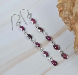 925 Sterling Silver Pink Tourmaline <b>Hook</b> <b>Earrings</b> Handmade Stone Dangle October Birthstone Jewelry - Product Image 2