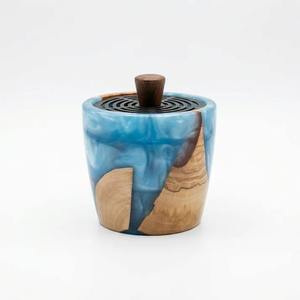 Quemador de Incienso de Resina Hecho a Mano con Diseño de Vetas de Madera, Florero Decorativo Artístico Redondo para el Hogar, Fragancia para el Hogar, Aroma para Hoteles, Decoración para Ramadán y Eid - Product Image 3