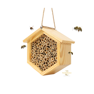 Casa para Abejas de Madera VietChoice, Hexagonal, Colgante, Hábitat de Bambú para Polinizadores, Uso en Jardín Exterior - Product Image 4