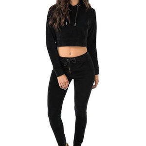 Ensemble de survêtement noir personnalisé pour femme : veste zippée et pantalon de jogging assorti, tenue de sport décontractée deux pièces - Product Image 5