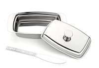 Boîte à beurre en acier inoxydable avec couvercle et couteau à beurre offert, plateau de rangement pour réfrigérateur, cuisine et table à manger