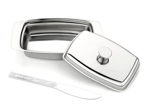 Boîte à beurre en acier inoxydable avec couvercle et couteau à beurre offert, plateau de rangement pour réfrigérateur, cuisine et table à manger - Product Image 4