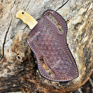 Nouveau design Couteau fixe de chasse et de camping en plein air, forgé à la main, en acier Damas, avec bord biseauté, manche en os de chameau, style bec d'oiseau/falaise. - Product Image 6