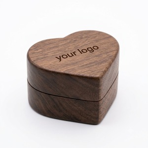 Laser Engraved LOGO Name Handmade <b>Heart</b> <b>Shape</b> Walnut Wood Ring <b>Box</b> Engagement Ring Holder Wedding Jewelry <b>Box</b> - Product Image 1