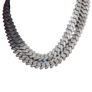 16mm Baguette VVS Moissanite Cubain Lien Chaîne Hip Hop Entièrement Glacé Carré Style Collier De Luxe Glacé Hommes Délicat Collier - Product Image 1