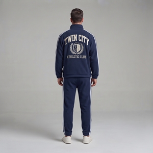 Survêtement à capuche pour homme, couleur personnalisée, Twin City, fermeture éclair intégrale, pantalon de survêtement décontracté, poches latérales, 100% coton, vêtements d'hiver - Product Image 4