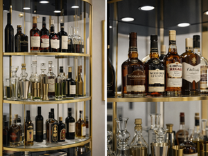 High <b>End</b> Wooden <b>Bar</b> Cabinet Argmac Multifunction Storage with Multiple Compartments Freestanding Design for Home Club and Lounge - Product Image 3