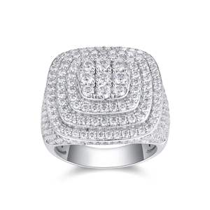 Anillo moderno de moissanita con corte esmeralda, engaste en tono plateado con borde reducido, joyería fina llamativa para mujer, ideal para regalos de boda. - Product Image 6