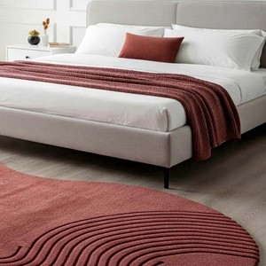 Modern Red Designer Rug Abstract Irregular Shape Hand Tufted Wool Texture Area Rug Carpet for Living Room Bedroom Stylish Home - Product Image 4