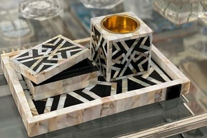 Plateau Feng Shui de Luxe Fait Main Écologique avec Incrustations en Os – Design Décoratif Élégant, Qualité Supérieure pour la Maison et la Cuisine (Idéal pour Servir) - Product Image 2