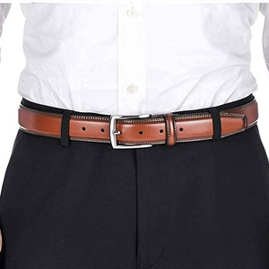 Ceinture légère en cuir de vachette avec logo personnalisé, boucle en acier, réglable, haute résistance, écologique, pour homme, OEM - Product Image 3