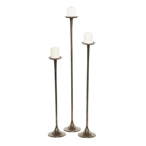 Ensemble de 3 chandeliers modernes de luxe en aluminium, hauts et minces, pour bougies pilier et coniques - Product Image 1