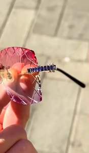 Gafas de Sol de Lujo con Montura sin Aro en Forma de Diamante para Hombre y Mujer, Montura con Circonitas Cúbicas, Estilo Hip Hop - Product Image 3